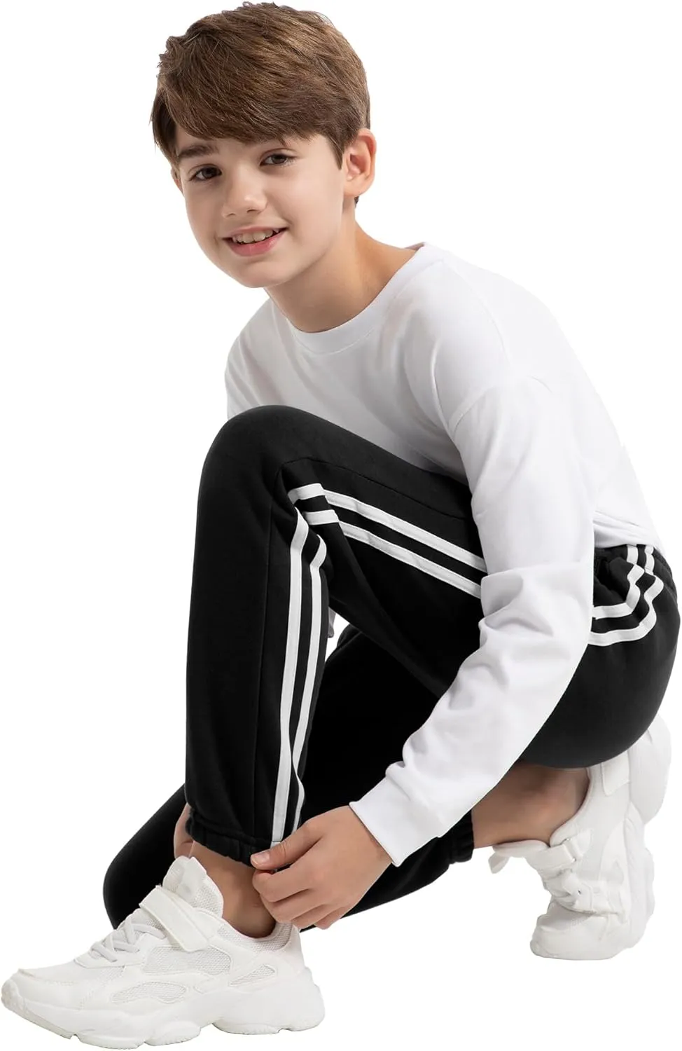 1/4 Pack Boys Sweatpants Soft Fleece Lined Youth Athletic Workout Lounge Joggers Pants with Pockets for Kids