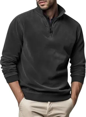 2024 Men's Sweaters 1/4 Zip Up Casual Turtleneck Pullover Polo Slim Fit Sweaters Long Sleeve Thermal Sweatshirts