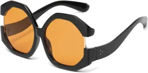 2pcs Fashion Oversized Cat Eye Sunscreen Women Sunglasses Personalized Color Blocked Street Photography