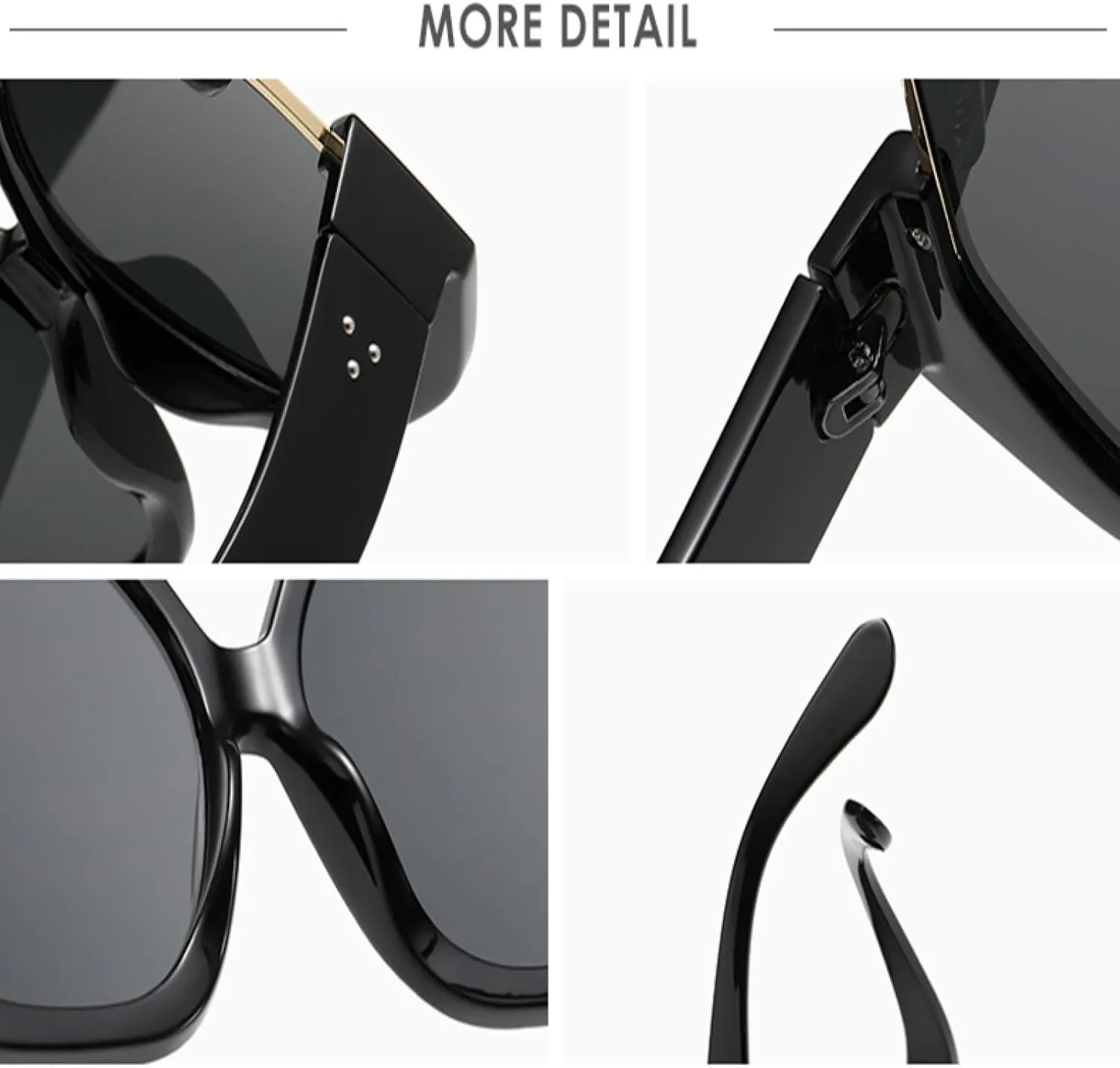 2pcs Fashion Oversized Cat Eye Sunscreen Women Sunglasses Personalized Color Blocked Street Photography