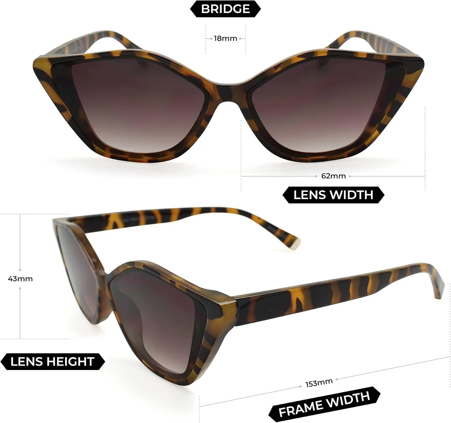 2SeeLife Butterfly Cat Eye Fashion Sunglasses Tortoise