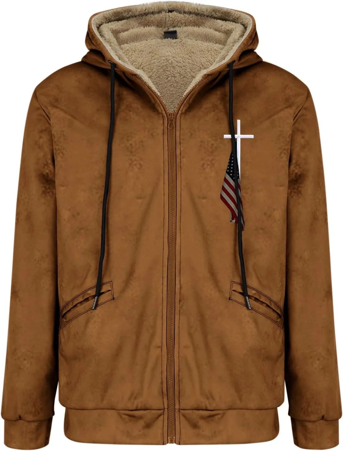 ADJHDFH Camp Hoodie Sherpa Lined Bomber Jacket Men Fleece Hoodies For Men Zip Up 5Xl Bomber Jacket for Men Big And Tall
