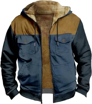 ADJHDFH Camp Hoodie Sherpa Lined Bomber Jacket Men Fleece Hoodies For Men Zip Up 5Xl Bomber Jacket for Men Big And Tall
