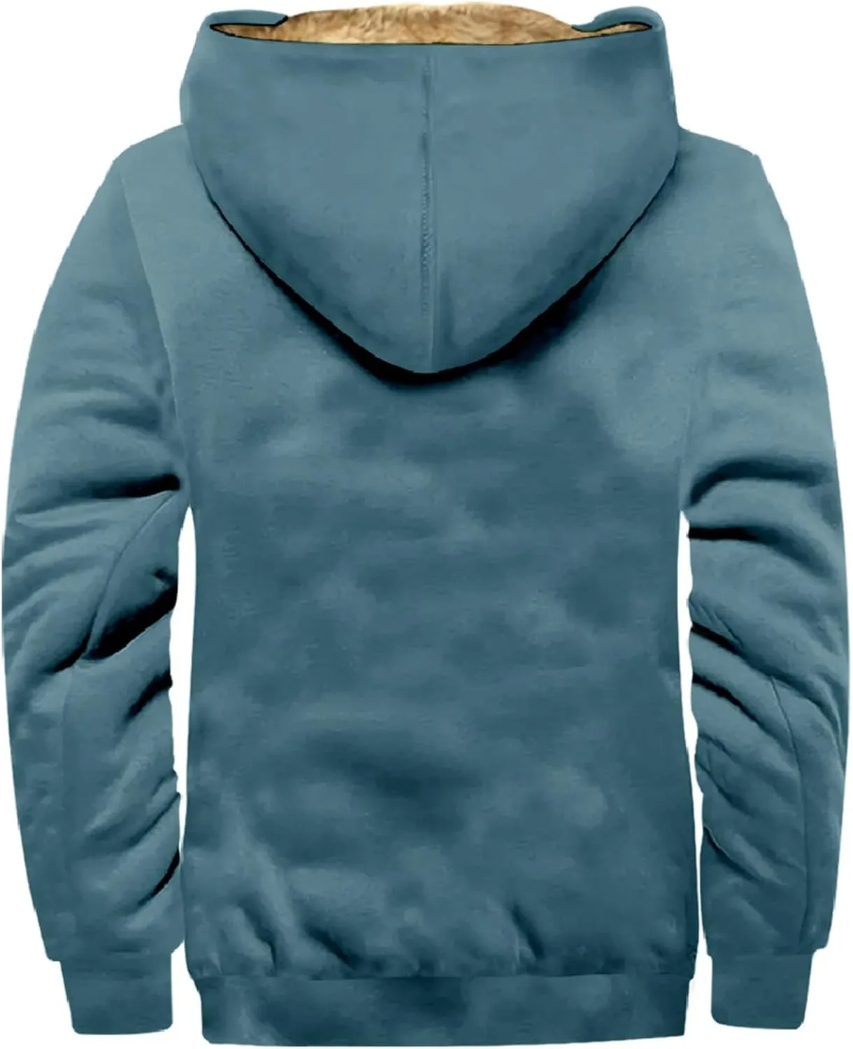 ADJHDFH Men’S Sherpa Lined Two Pocket Hooded Trucker Jacket 5Xl Mens Jacket Full Zip Hoodie Men Sherpa Lined Hoodie For Men