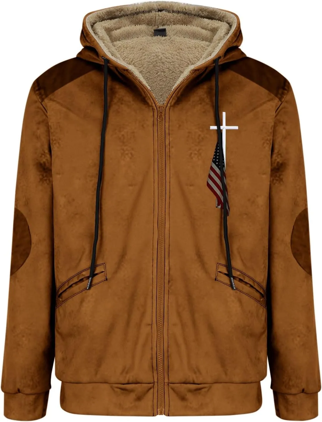 ADJHDFH Men’S Sherpa Lined Two Pocket Hooded Trucker Jacket 5Xl Mens Jacket Full Zip Hoodie Men Sherpa Lined Hoodie For Men