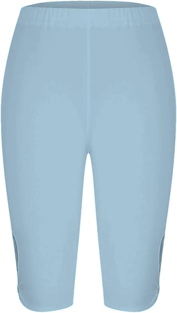 aihihe Capri Leggings for Women High Waist Knee Length Strethcy Legging 2024 Summer Cropped Pants Casual Solid Comfy Tights