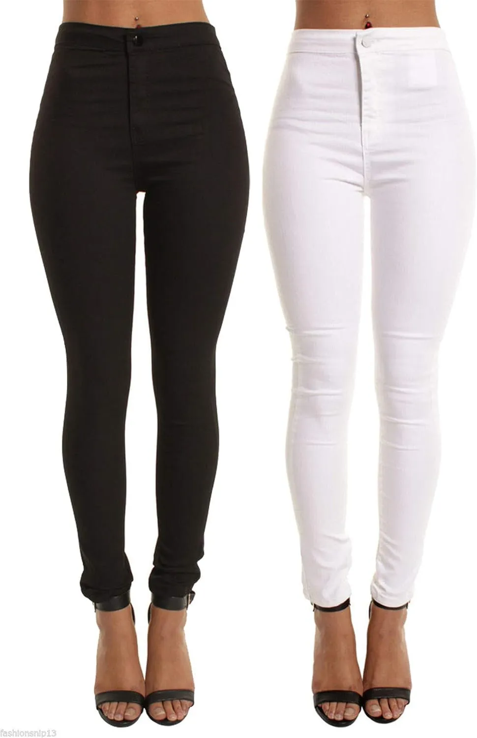 Andongnywell Women High Waist Stretch Skinny Jeans High Rise Juniors Stretchy Butt Lift Jeans Solid Skinny Trousers