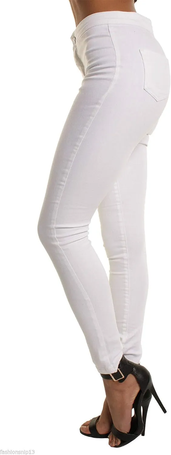 Andongnywell Women High Waist Stretch Skinny Jeans High Rise Juniors Stretchy Butt Lift Jeans Solid Skinny Trousers