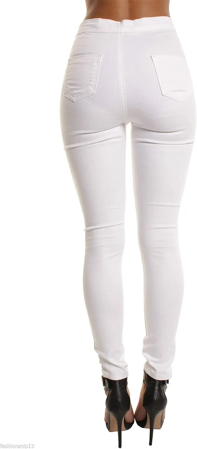 Andongnywell Women High Waist Stretch Skinny Jeans High Rise Juniors Stretchy Butt Lift Jeans Solid Skinny Trousers