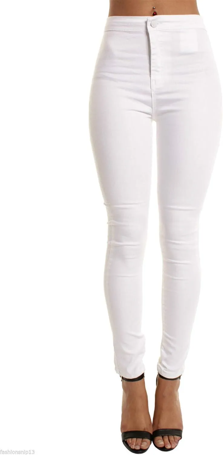 Andongnywell Women High Waist Stretch Skinny Jeans High Rise Juniors Stretchy Butt Lift Jeans Solid Skinny Trousers