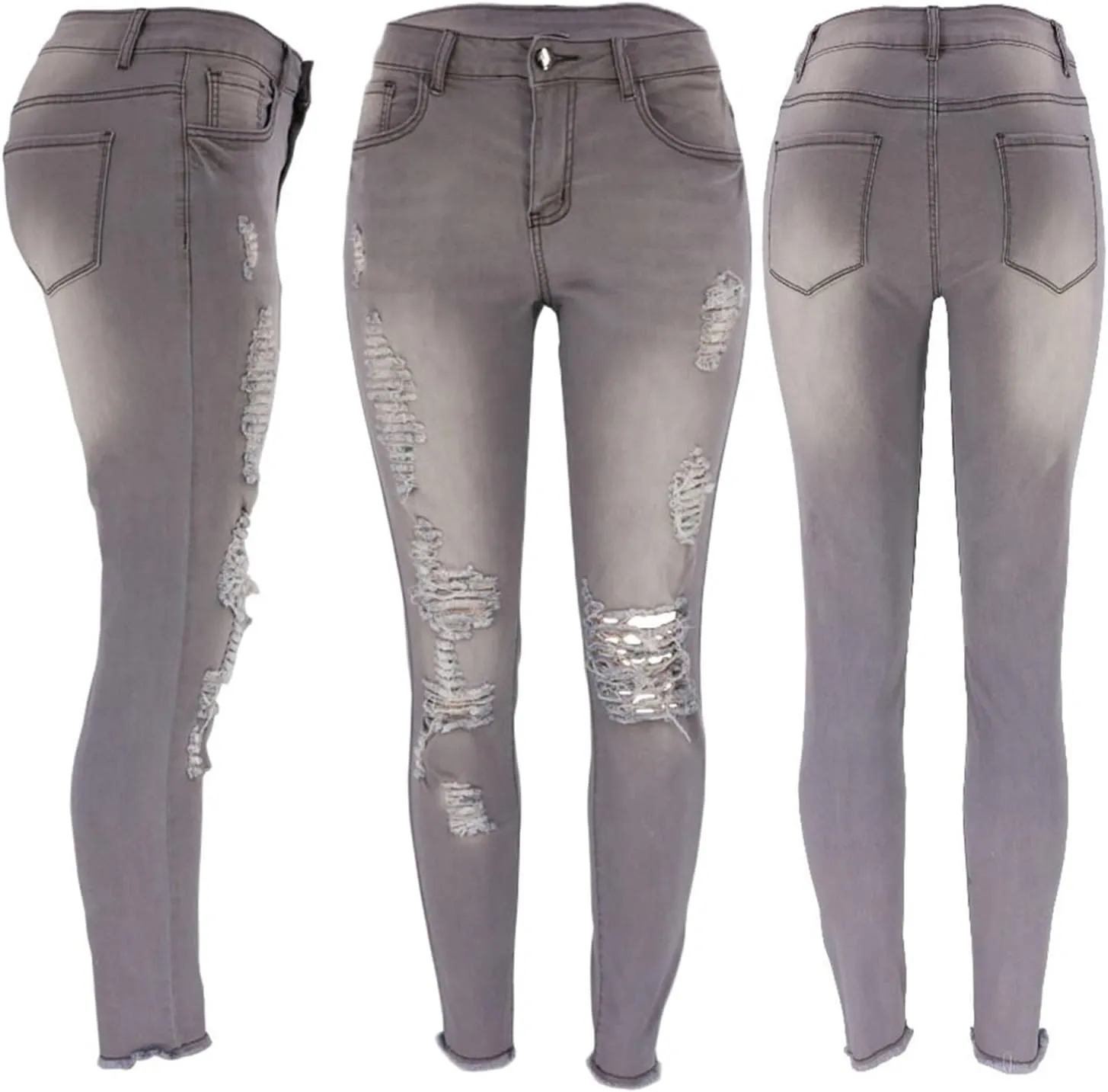 Andongnywell Women High Waisted Skinny Distressed Jeans Sexy Ripped Jegging Jeans Butt Lift Stretch Denim Pants