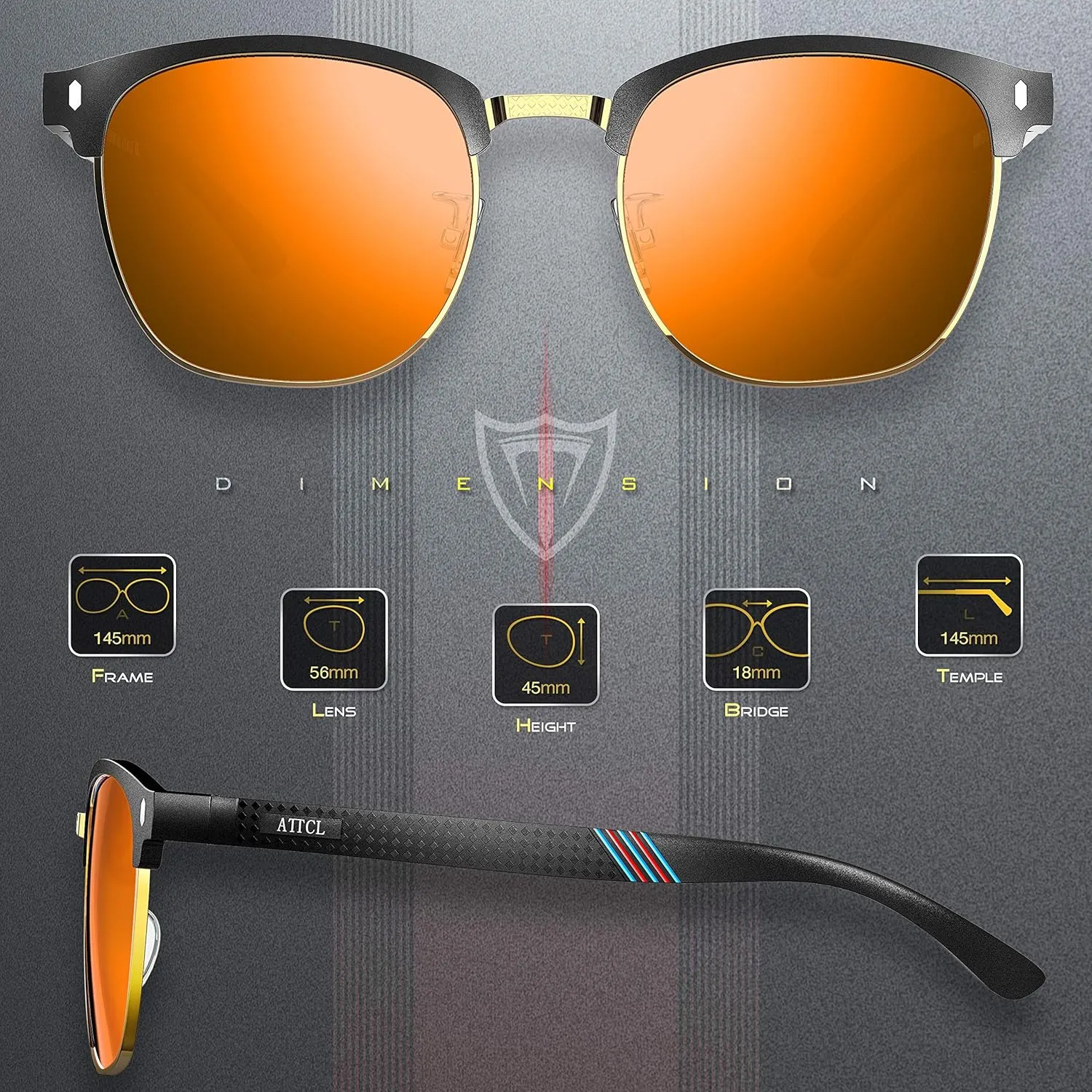 ATTCL Men's Driving Polarized Rimless Sunglasses Al-Mg Metal Frame Ultra Light