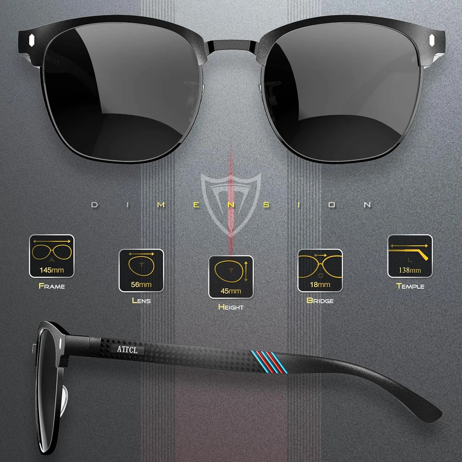 ATTCL Men's Driving Polarized Rimless Sunglasses Al-Mg Metal Frame Ultra Light