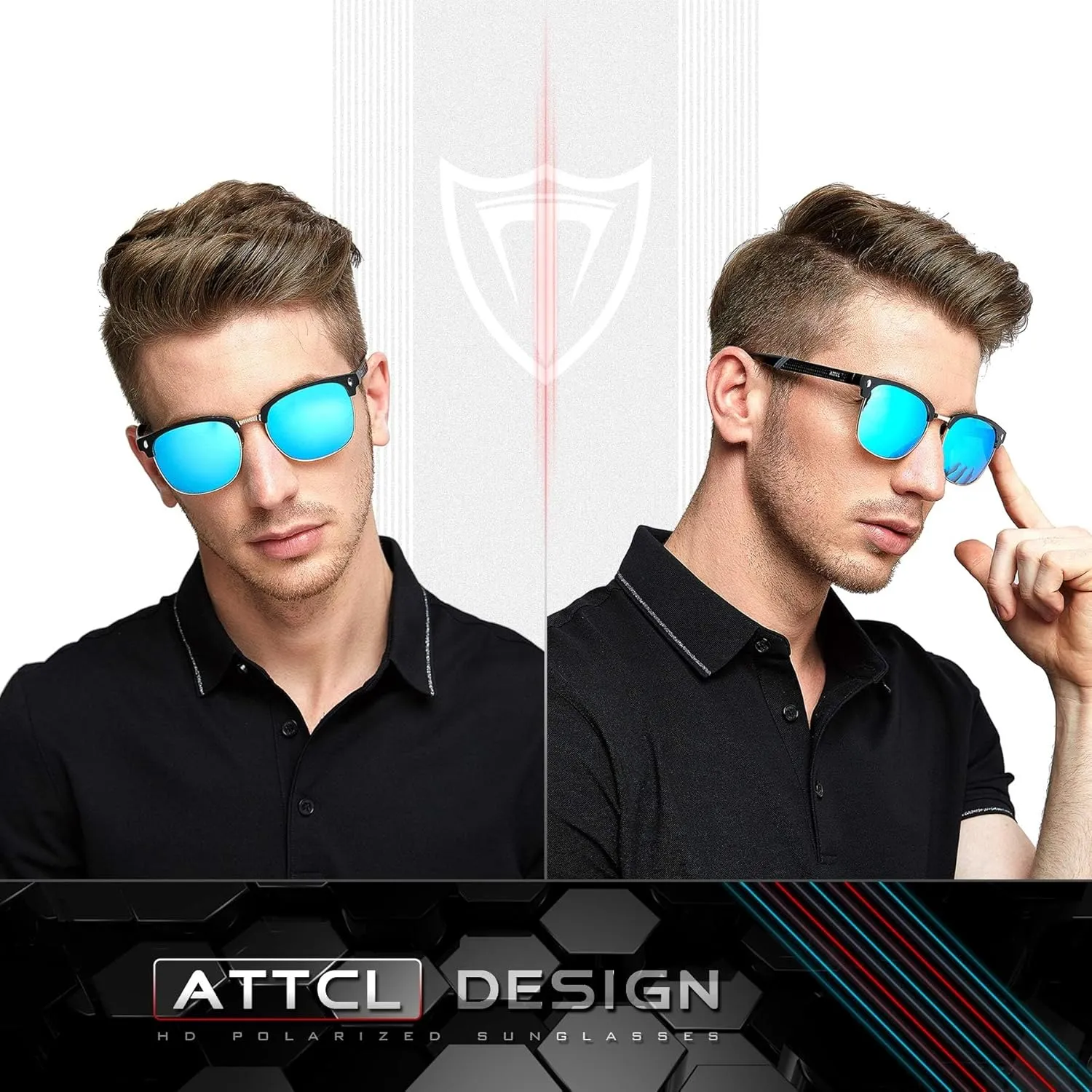 ATTCL Men's Driving Polarized Rimless Sunglasses Al-Mg Metal Frame Ultra Light