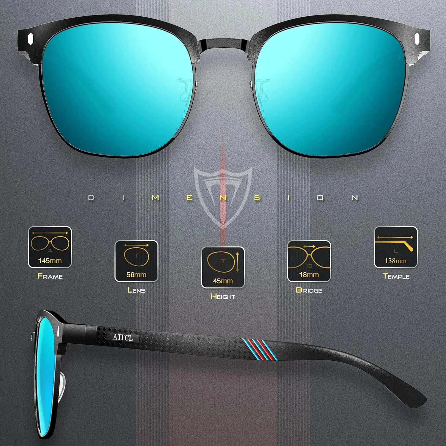 ATTCL Men's Driving Polarized Rimless Sunglasses Al-Mg Metal Frame Ultra Light