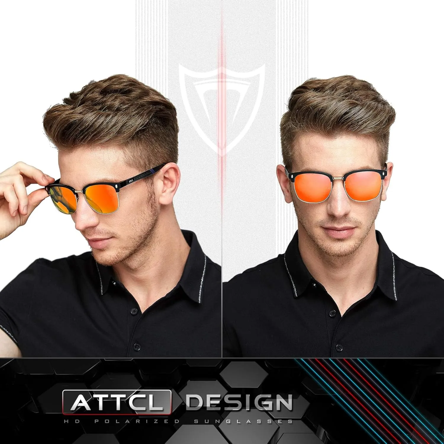 ATTCL Men's Driving Polarized Rimless Sunglasses Al-Mg Metal Frame Ultra Light