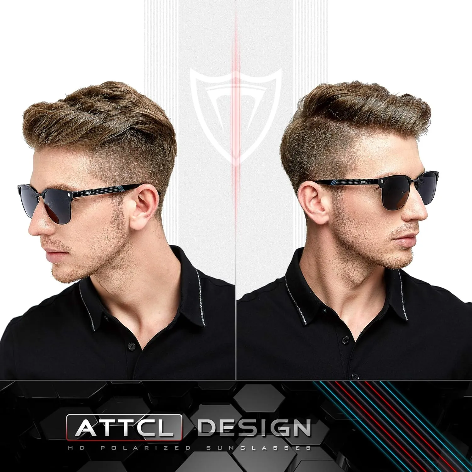ATTCL Men's Driving Polarized Rimless Sunglasses Al-Mg Metal Frame Ultra Light