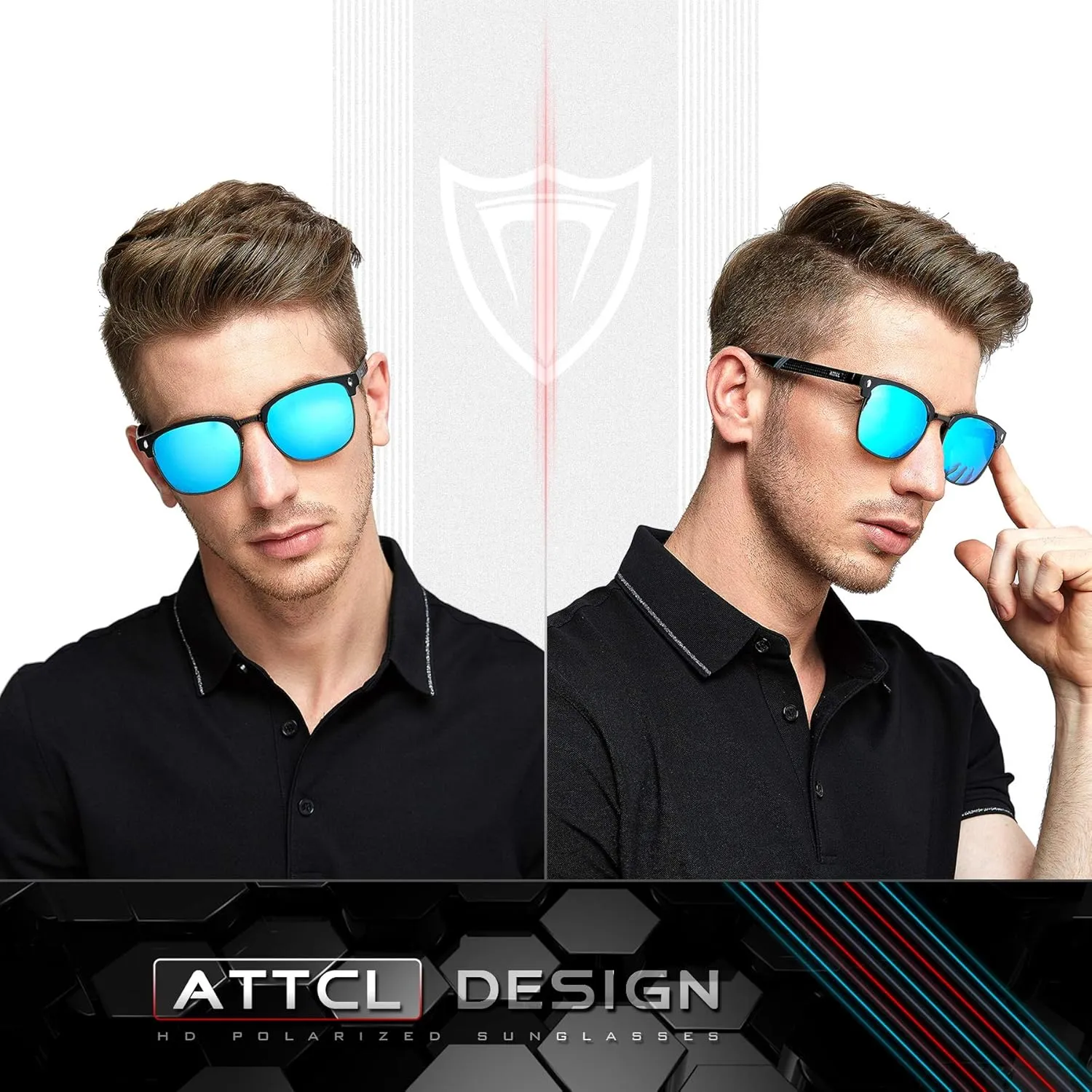 ATTCL Men's Driving Polarized Rimless Sunglasses Al-Mg Metal Frame Ultra Light