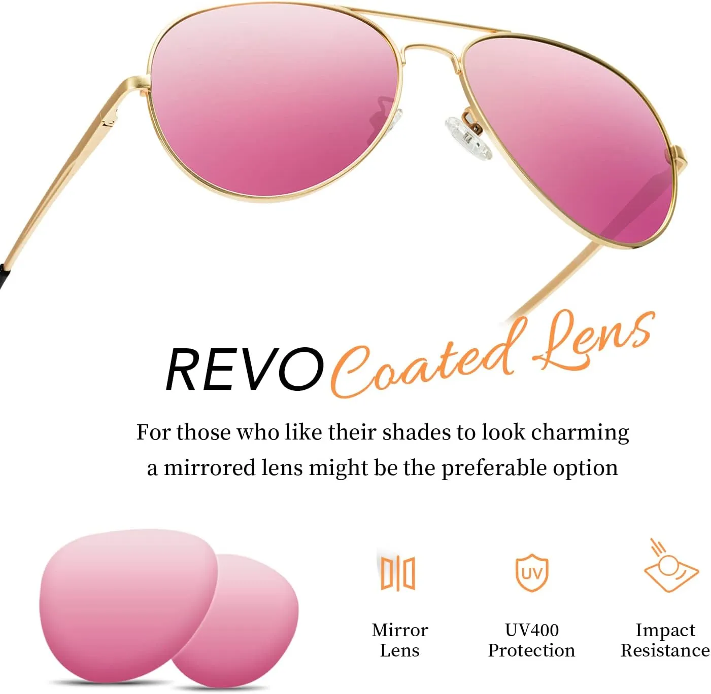 Aviator Sunglasses for Women Men Oversized with Metal Frame, Mirrored Polarized Aviator Sunglasses with UV Protection