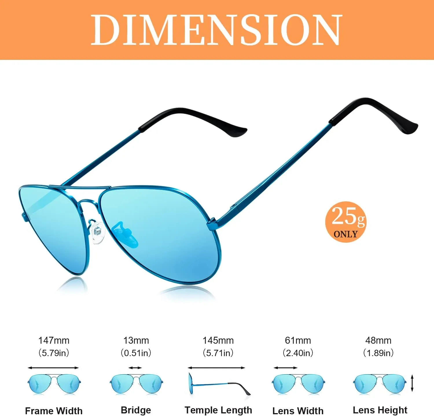 Aviator Sunglasses for Women Men Oversized with Metal Frame, Mirrored Polarized Aviator Sunglasses with UV Protection