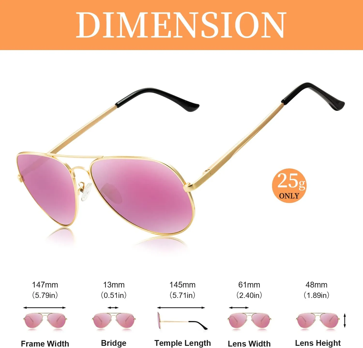 Aviator Sunglasses for Women Men Oversized with Metal Frame, Mirrored Polarized Aviator Sunglasses with UV Protection