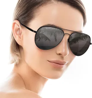 Aviator Sunglasses for Women Men Oversized with Metal Frame, Mirrored Polarized Aviator Sunglasses with UV Protection