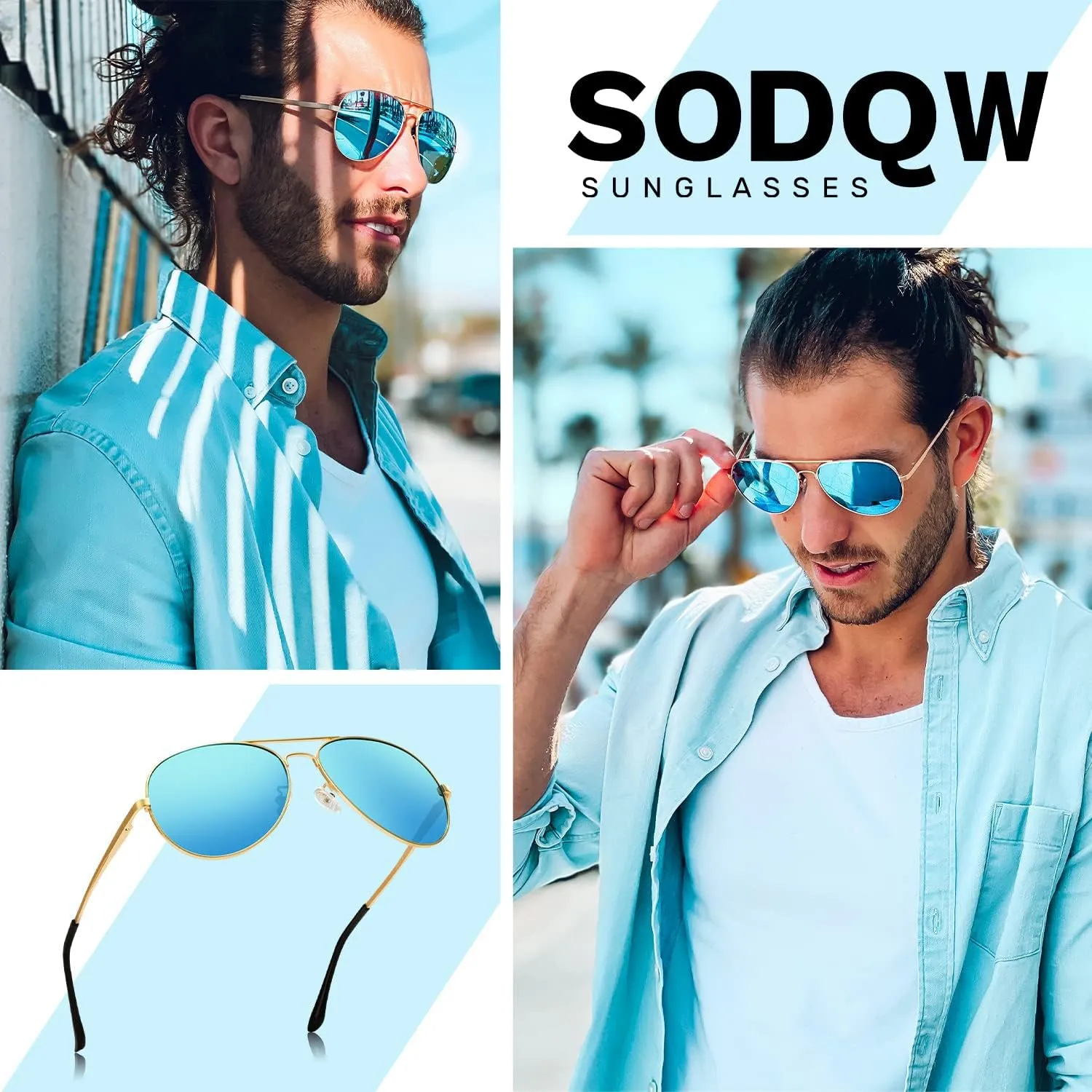 Aviator Sunglasses for Women Men Oversized with Metal Frame, Mirrored Polarized Aviator Sunglasses with UV Protection