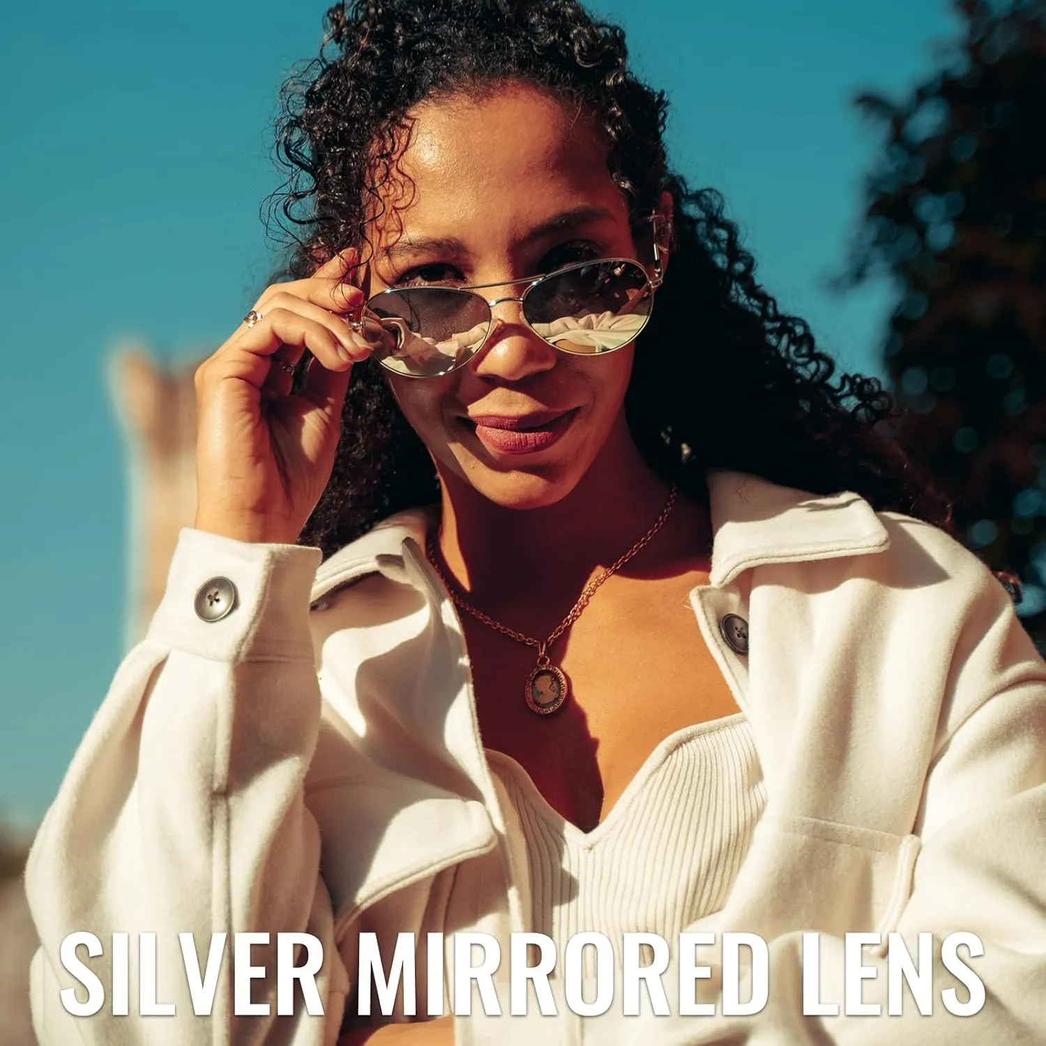 Aviator Sunglasses for Women Men Oversized with Metal Frame, Mirrored Polarized Aviator Sunglasses with UV Protection