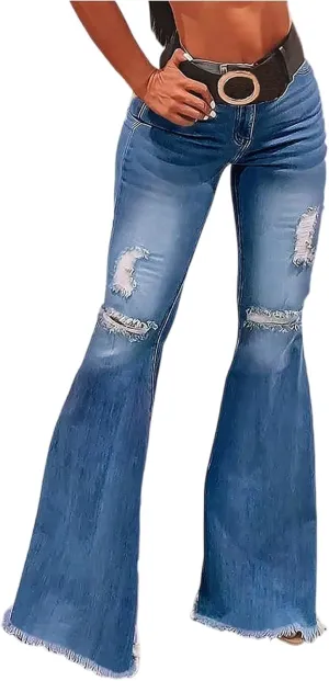Bell Bottom Jeans for Women Bootcut Ripped High Waisted Flare Jeans Distressed Ladies Casual Pants Trousers 2025