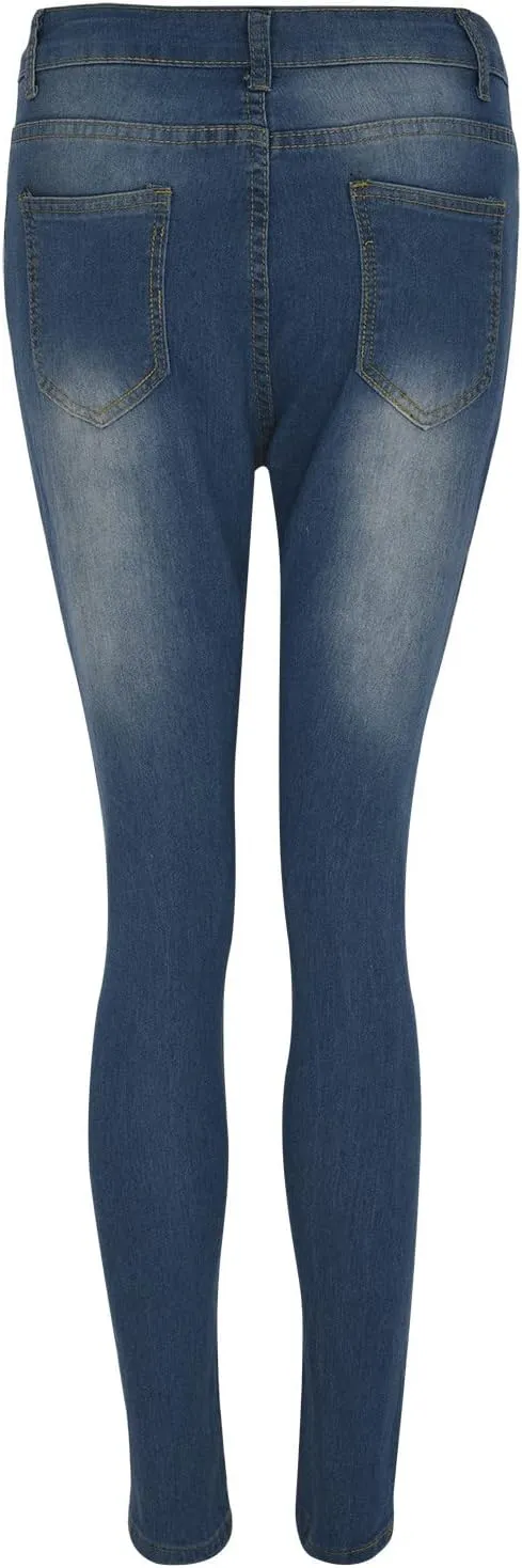 Borniu Plus Size Jeans for Women Stretch Denim Legging High Waisted Ripped Skinny Jeans Distressed Denim Pants