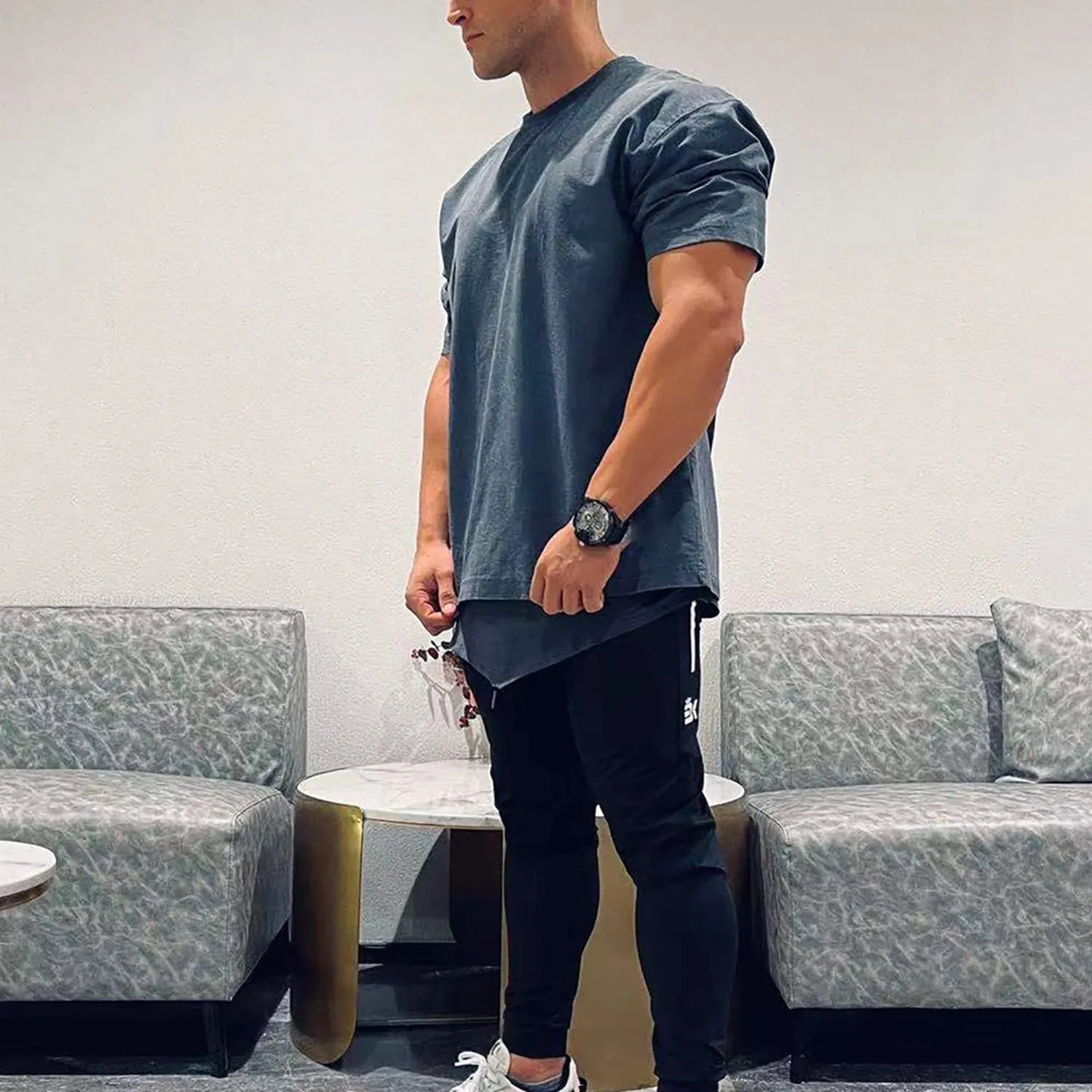 BROKIG Men's Lightweight Athletic Gym Jogger Pants, Stretch Quick Dry Workout Running Sweat Pants with Zipper Pockets