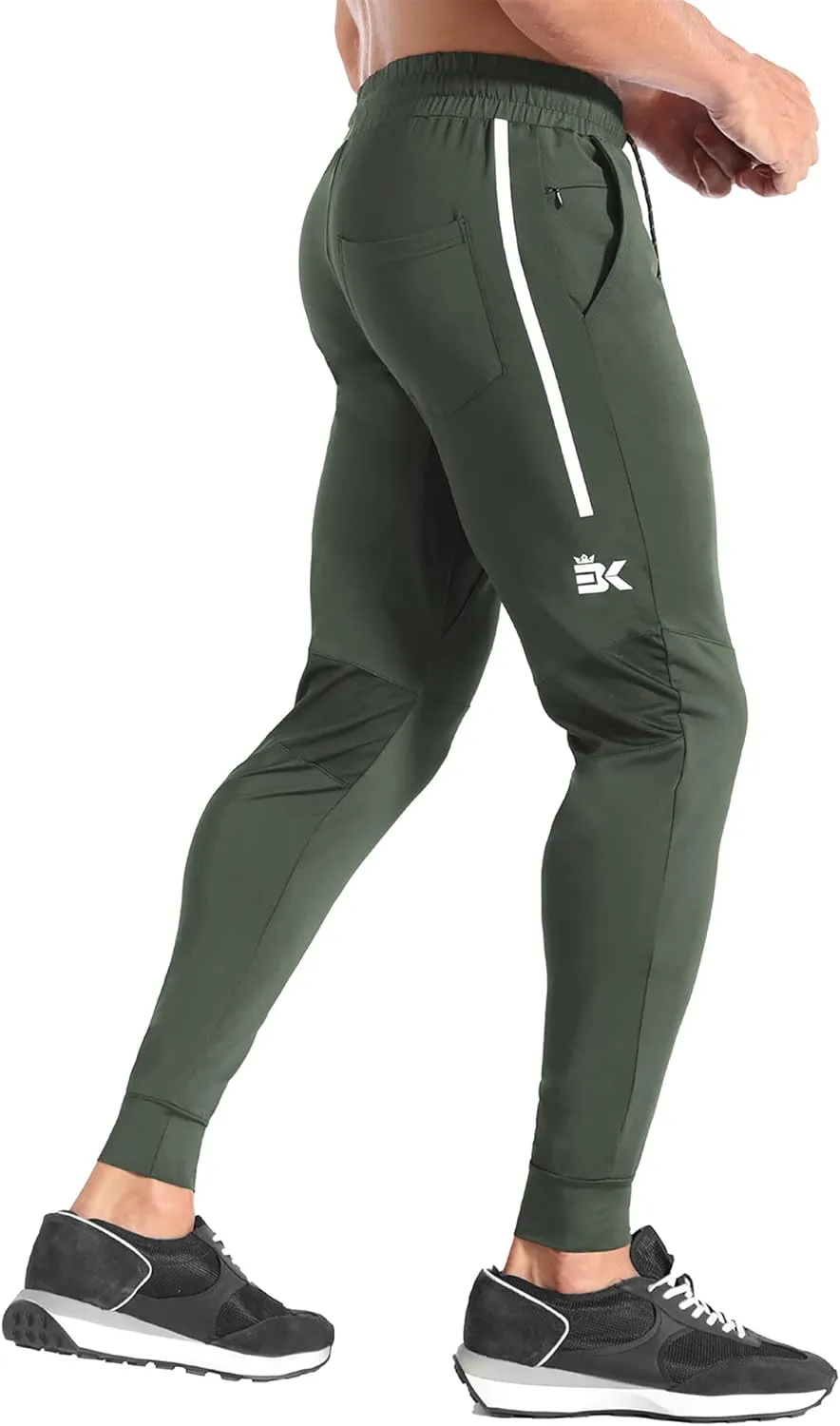 BROKIG Men's Lightweight Athletic Gym Jogger Pants, Stretch Quick Dry Workout Running Sweat Pants with Zipper Pockets