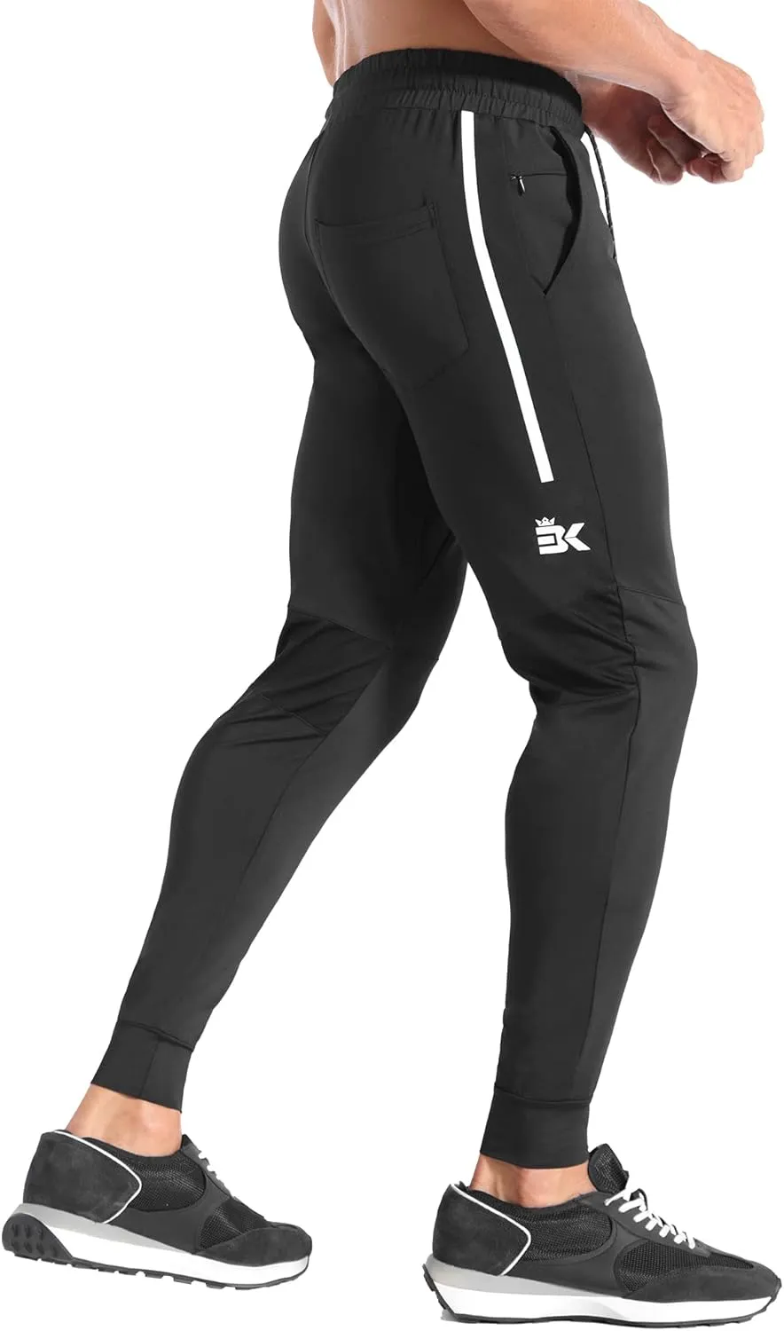 BROKIG Men's Lightweight Athletic Gym Jogger Pants, Stretch Quick Dry Workout Running Sweat Pants with Zipper Pockets