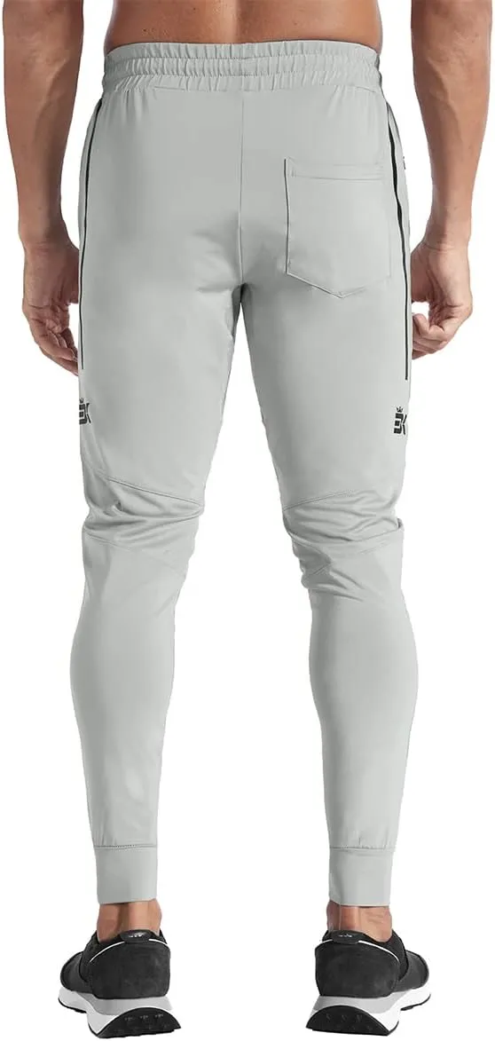 BROKIG Men's Lightweight Athletic Gym Jogger Pants, Stretch Quick Dry Workout Running Sweat Pants with Zipper Pockets