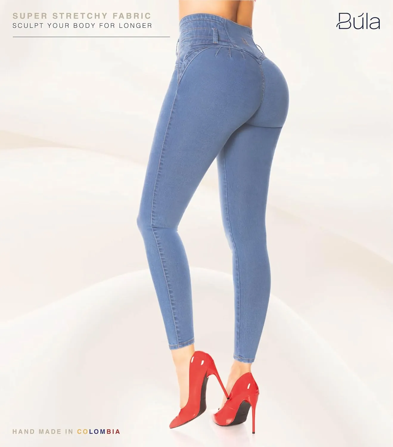 Bula, High Waist Butt Lifting Skinny Jeans - Shape wear Pantalones Colombianos Levanta Cola