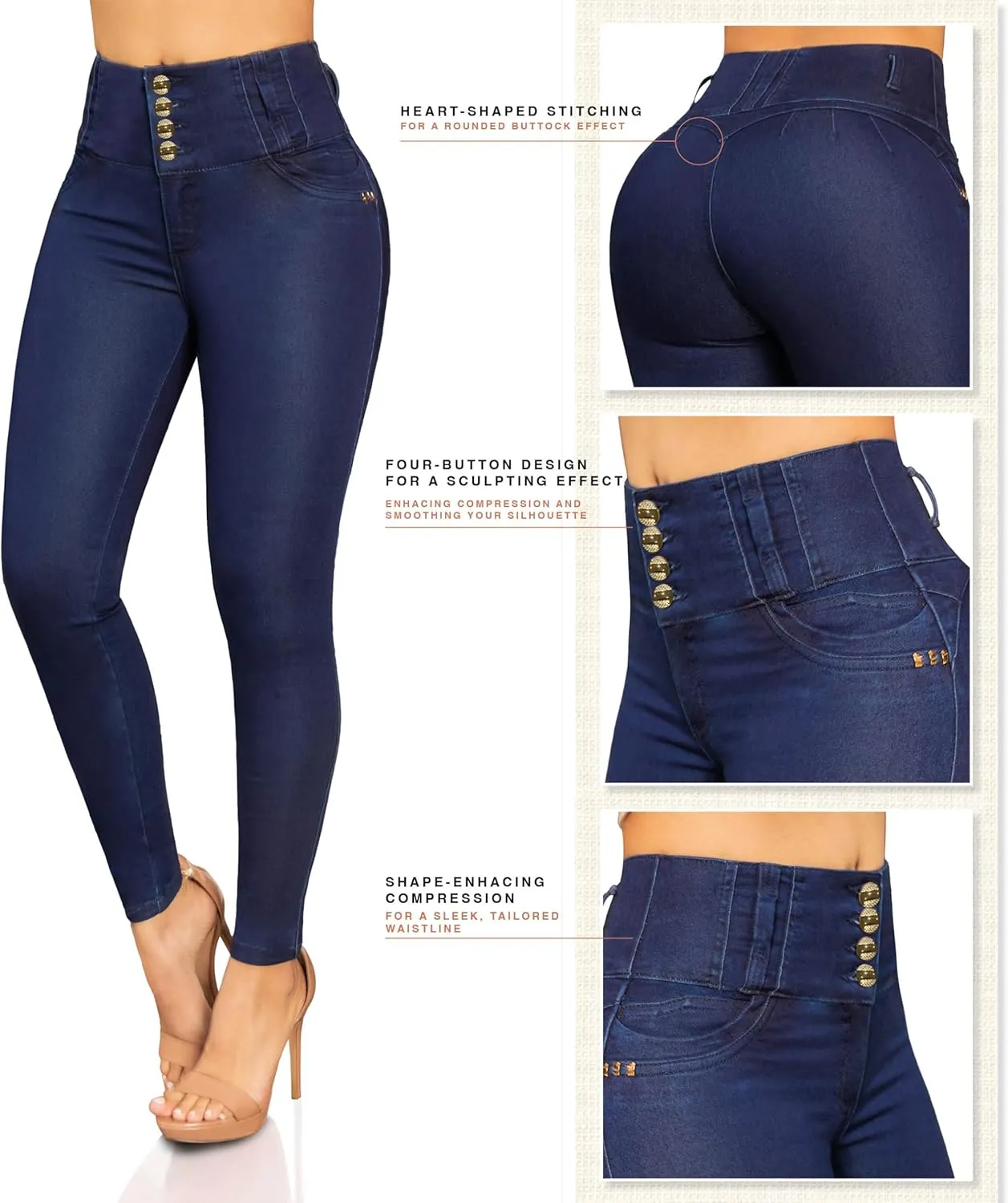 Bula, High Waist Butt Lifting Skinny Jeans - Shape wear Pantalones Colombianos Levanta Cola