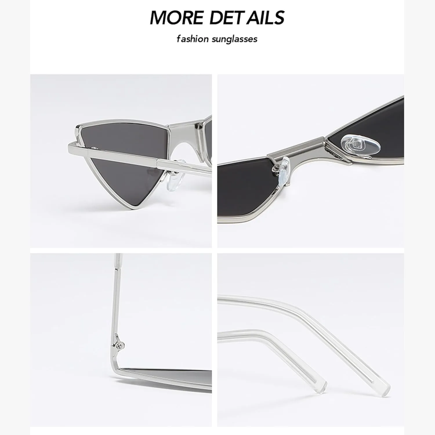 bullabulling Vintage Cat Eye Sunglasses For Women Men Punk Shades Small Triangle Sun Glasses Metal Frame and UV Protection