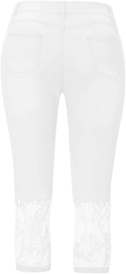 Capris Jeans for Women Distressed High Waisted Sexy Boyfriend Plus Size Stretchy Distressed Skinny Loose Jeans