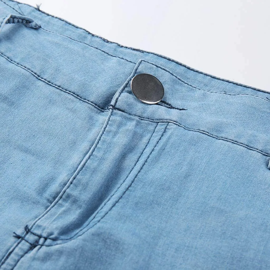 Capris Jeans for Women Distressed High Waisted Sexy Boyfriend Plus Size Stretchy Distressed Skinny Loose Jeans