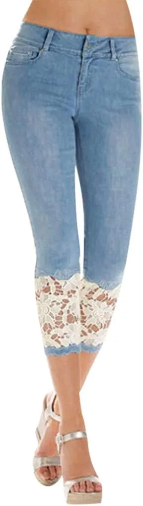Capris Jeans for Women Distressed High Waisted Sexy Boyfriend Plus Size Stretchy Distressed Skinny Loose Jeans