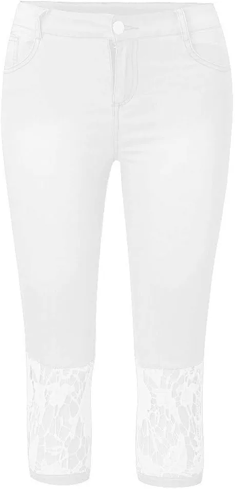 Capris Jeans for Women Distressed High Waisted Sexy Boyfriend Plus Size Stretchy Distressed Skinny Loose Jeans
