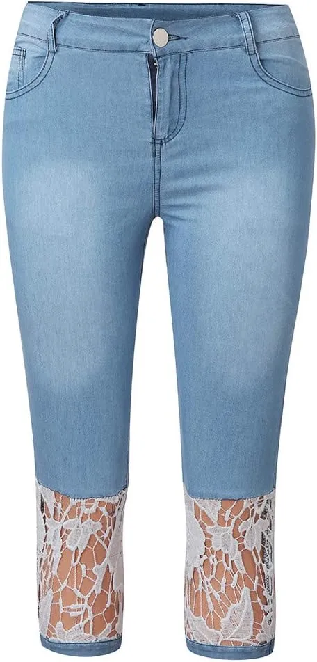 Capris Jeans for Women Distressed High Waisted Sexy Boyfriend Plus Size Stretchy Distressed Skinny Loose Jeans