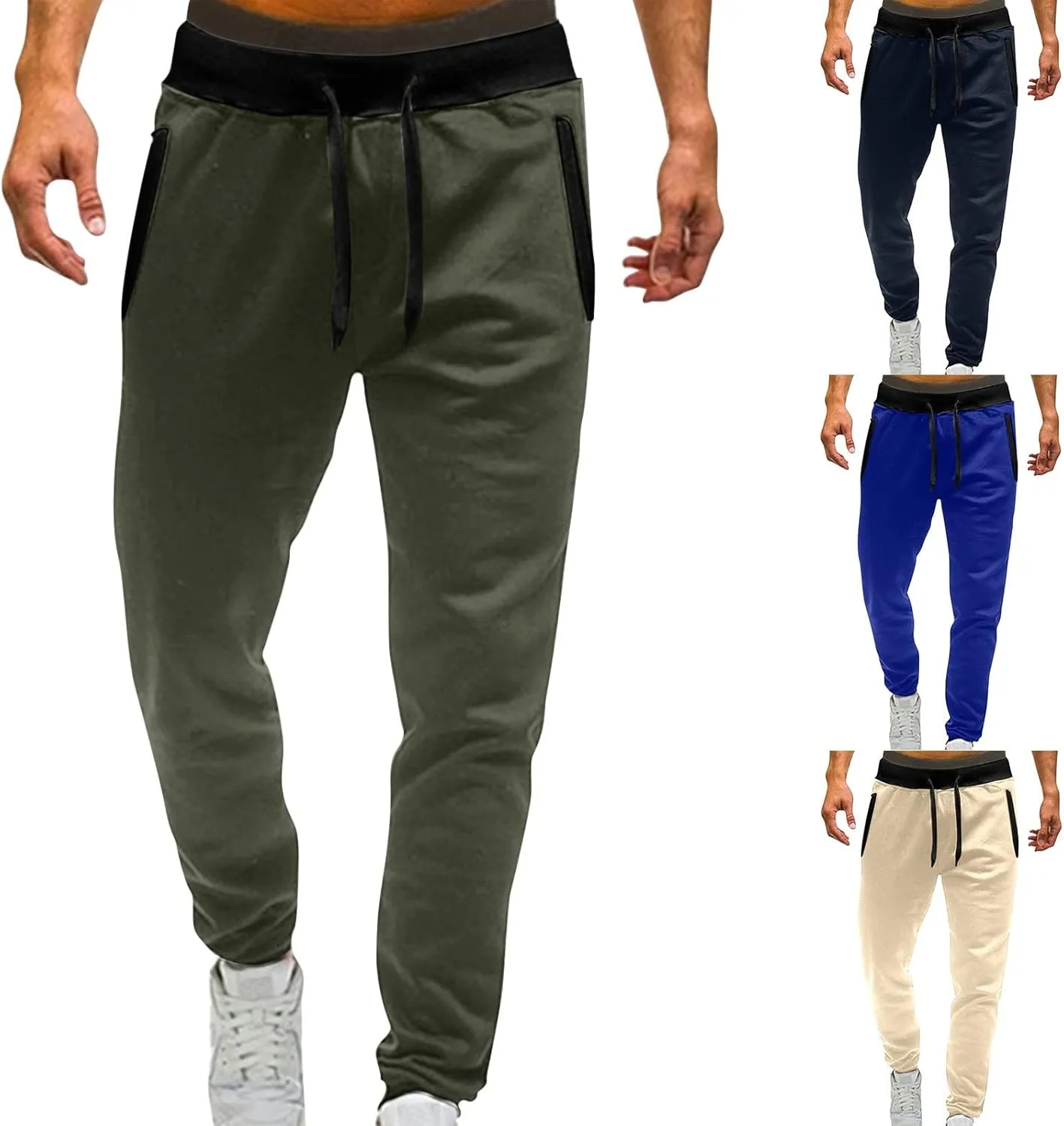 Cargo Pants for Men Relaxed Fit Pants Drawstring Jogger Pants with Pockets Mens Sweatpants with Pockets Men's Basic