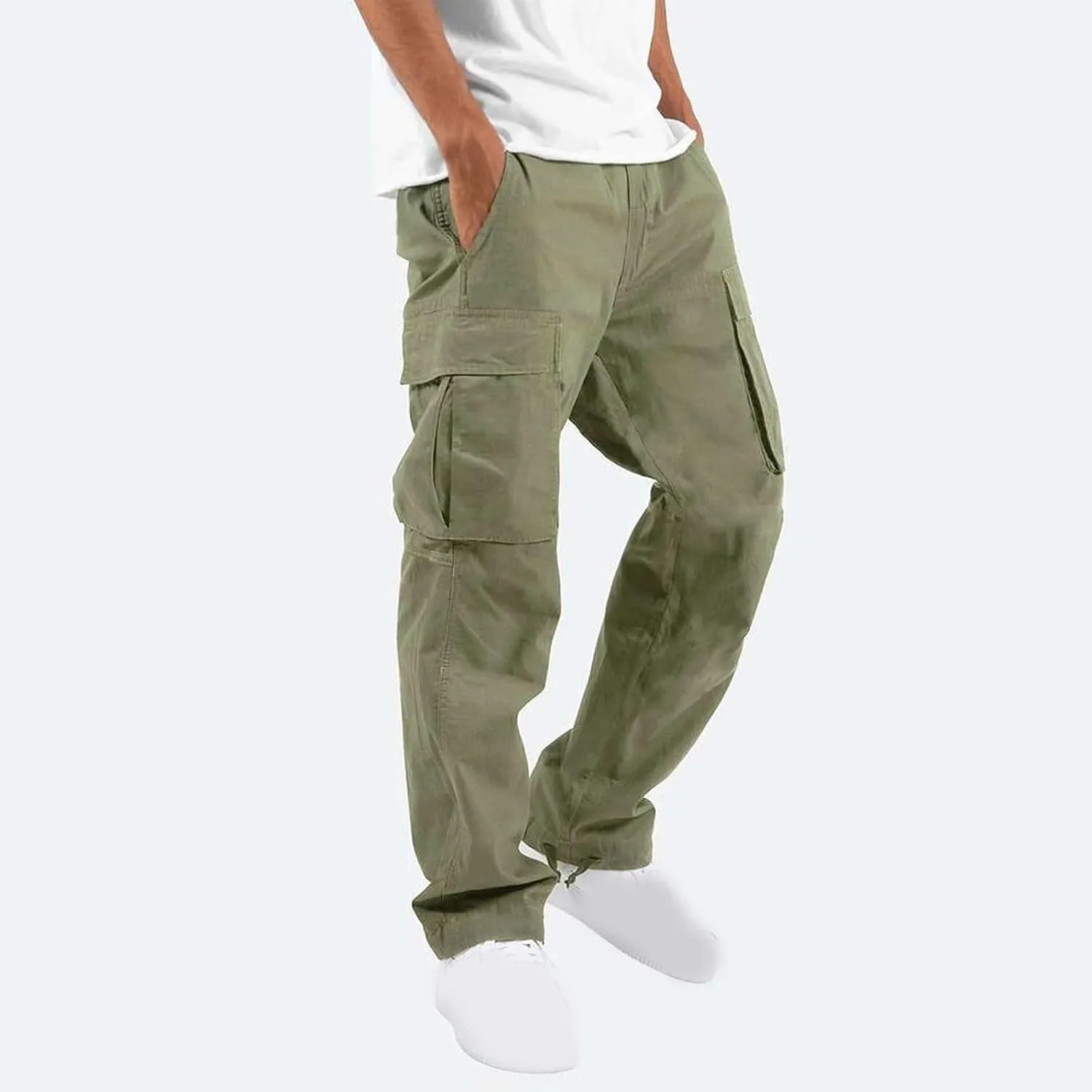 Cargo Pants for Men Stretch Casual Joggers Athletic Pants Cotton Loose Baggy Tactical Pants Straight Leg Sweatpants
