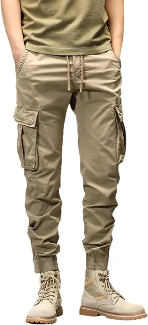Cargo Trousers for Men Athletic Gym Training Jogger Black Long Track Pants with Pockets Mens Sweatpants with Pockets