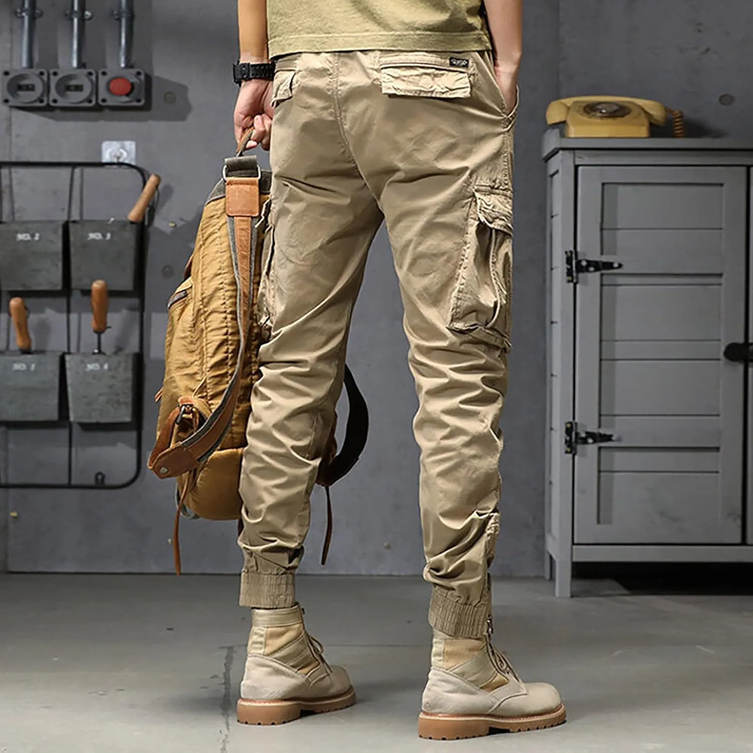 Cargo Trousers for Men Athletic Gym Training Jogger Black Long Track Pants with Pockets Mens Sweatpants with Pockets