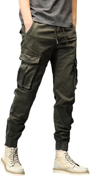 Cargo Trousers for Men Athletic Gym Training Jogger Black Long Track Pants with Pockets Mens Sweatpants with Pockets