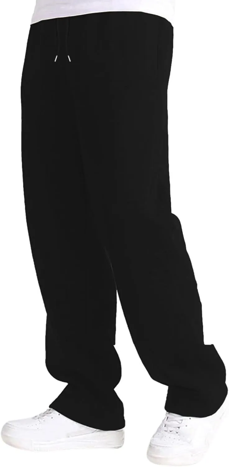 Casual Pants for Men Mid Waist Straight Leg Sweatpants Solid Drawstring Joggers Pants Lightweight Leisure Trousers