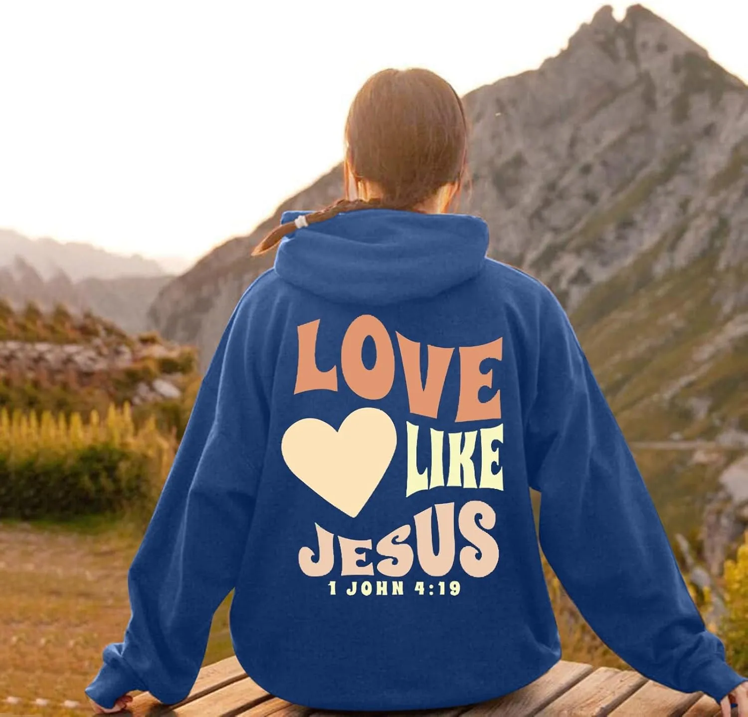 Christian Oversized Hoodie for Women Trust in The Lord Letter Print Pullover Tops with Pocket Long Sleeve Trendy Clothes