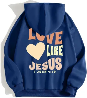 Christian Oversized Hoodie for Women Trust in The Lord Letter Print Pullover Tops with Pocket Long Sleeve Trendy Clothes